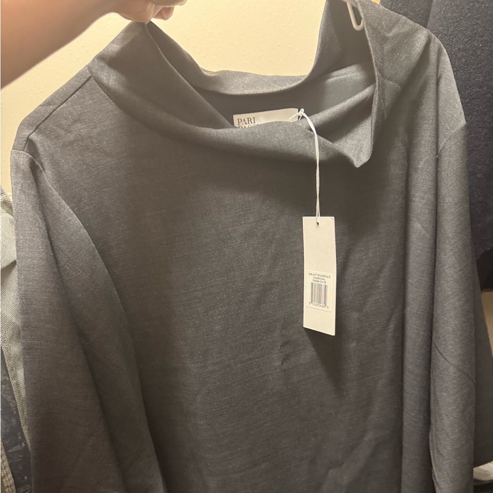 NWT Pari Passu Gray Katy Cowl Neck Top Wool Spandex D18